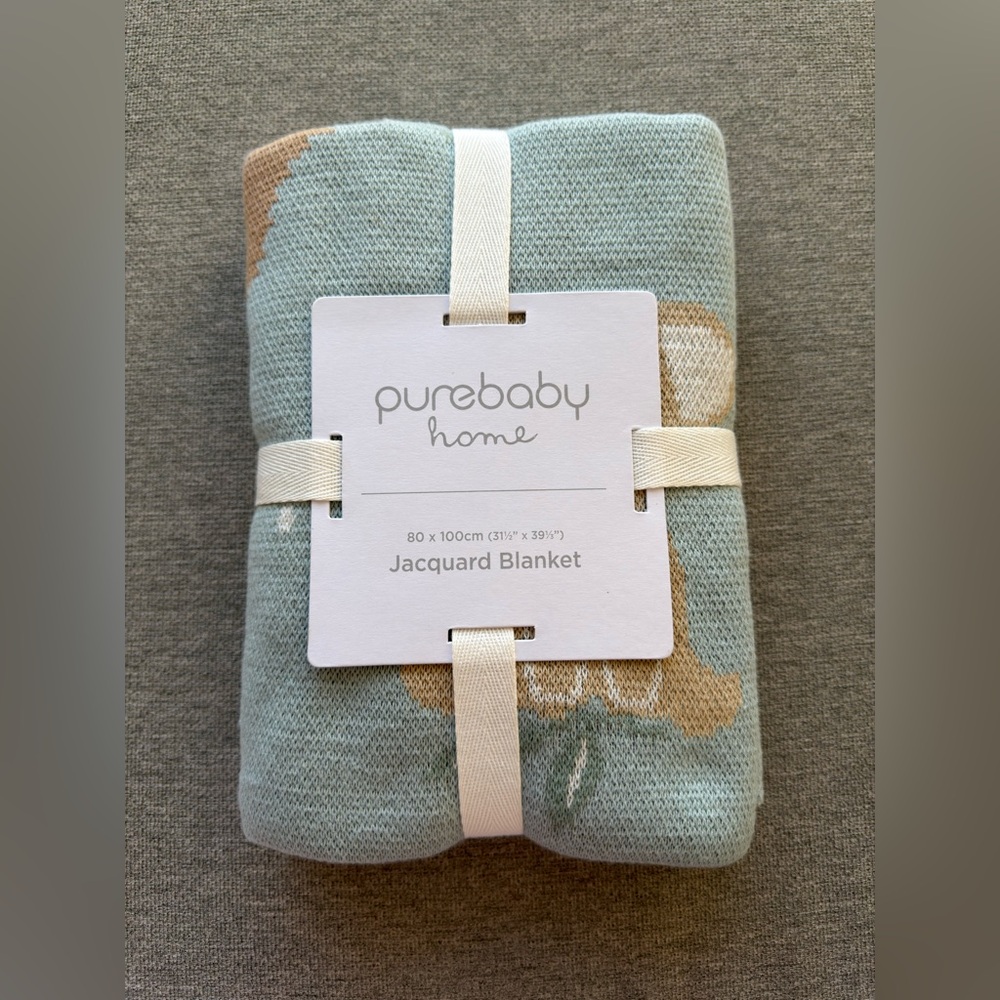 NWT Purebaby Bush Babies Jacquard Blanket
